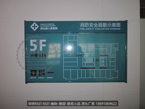 武山医院消防平面导视牌 标识牌